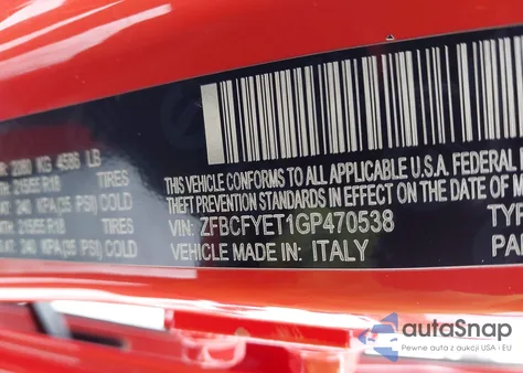 2016 Fiat 500X Trekking Plus из США, поврежденный, VIN ZFBCFYET1GP470538